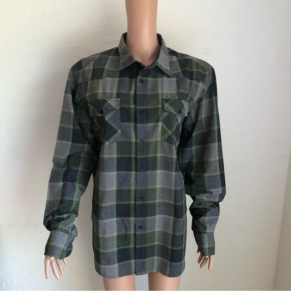 Diamond Jack Green/Gray Plaid Western Style Button-Up Shirt Women’s Size L Top - Picture 4 of 16